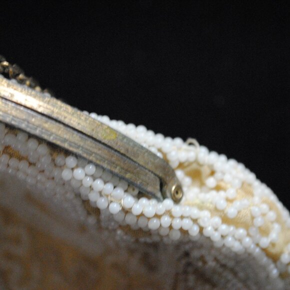 Vintage/Antique Beaded Satin Evening Purse with Unique Design - Picture 8 of 14